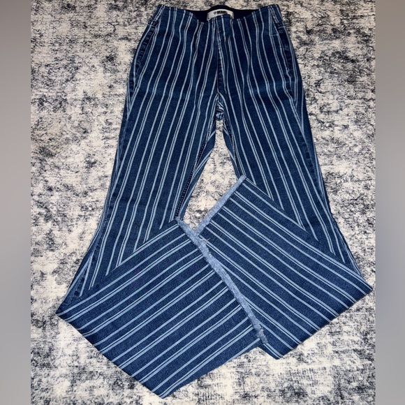 Rock & Roll Cowgirl Denim - Rock & Roll Cowgirl Blue Striped Flare Jeans